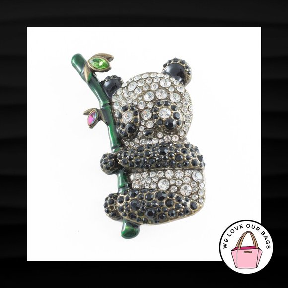 NEW CRYSTAL RHINESTONE PANDA BEAR METAL CHARM BROOCH PIN for BAG COAT SCARF - Picture 1 of 2